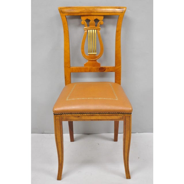 Vintage Italian Regency Lyre Harp Burlwood Desk & Chair by Binda Collection For Sale - Image 4 of 18
