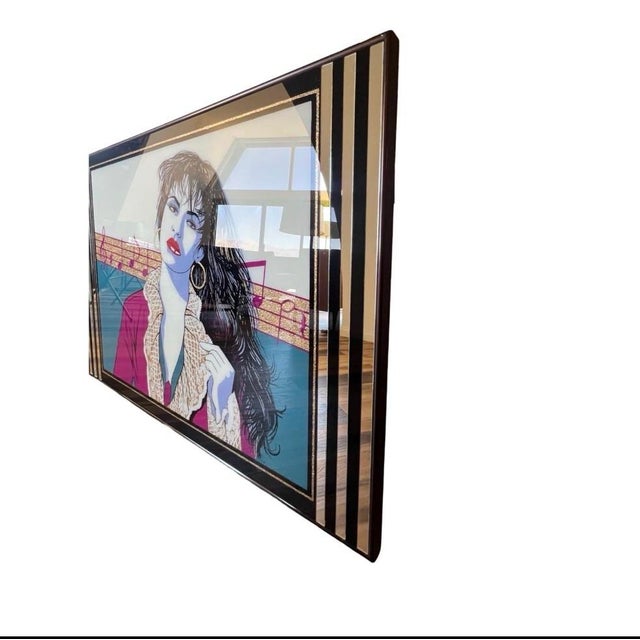 Postmodern Vintage Large Postmodern 1980s Laurel Wall Art Mirror Rare Patrick Nagel Style 80s For Sale - Image 3 of 10