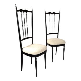 Pozzi & Verga Attributed Mid-Century Modern Sculptural Wooden Side Chairs Italy 1950, Pair For Sale