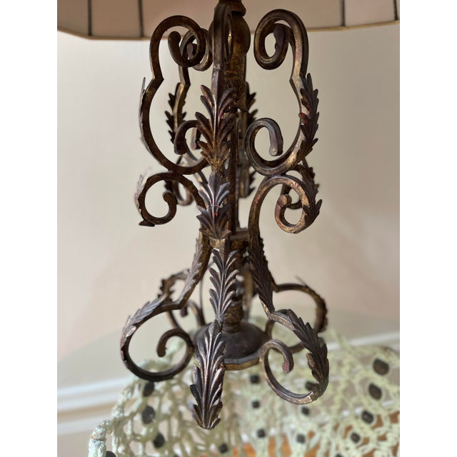 Vintage Scrolling Acanthus Leaf Italiante Lamp For Sale - Image 12 of 12
