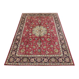 Vintage Oriental Rug 9’7” X 12’8” Red Wool Traditional Hand-Knotted Carpet For Sale