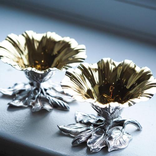 Antique Silver Salt Cellars with Naturalistic Flower Decor by William Bateman, 1832, Set of 2 For Sale - Image 6 of 18