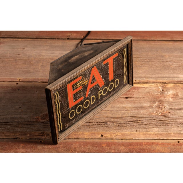 American Vintage “Eat Good Food” Lighted Rog Diner Counter Sign For Sale - Image 3 of 6