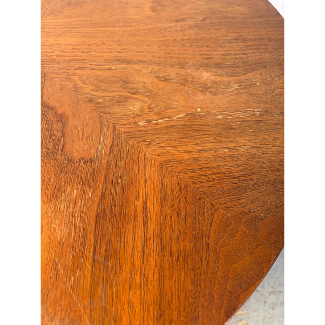 Brutalist Mid-Century Round Walnut Side Table Attributed to Broyhill Brasilia For Sale - Image 14 of 14