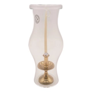Virginia Metalcrafters Small Brass Colonial Williamsburg Cw 16-39 Candlestick With Globe For Sale
