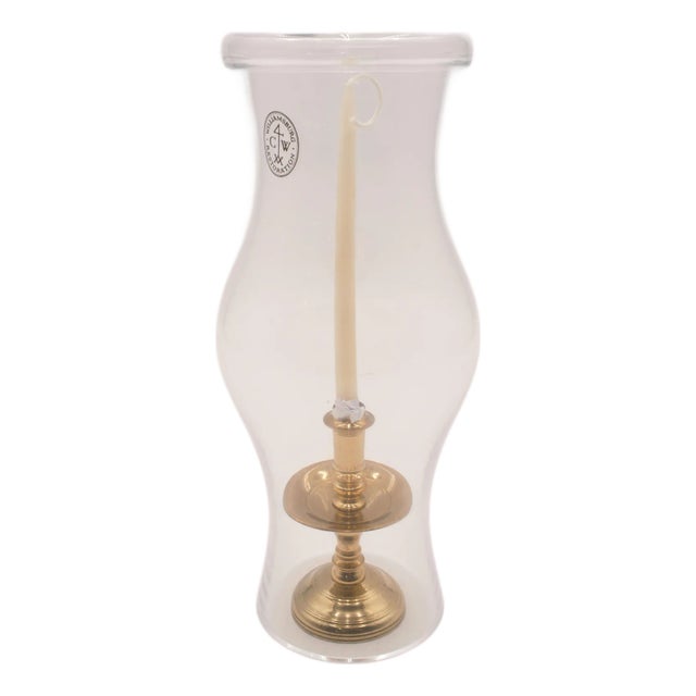 Virginia Metalcrafters Small Brass Colonial Williamsburg Cw 16-39 Candlestick With Globe For Sale