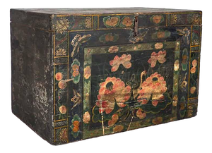 Antique Opera Chest with Lotus Flowers, China, 1900s