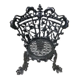 Antique Garden Chair Cast Iron in the Morning Glory Pattern For Sale