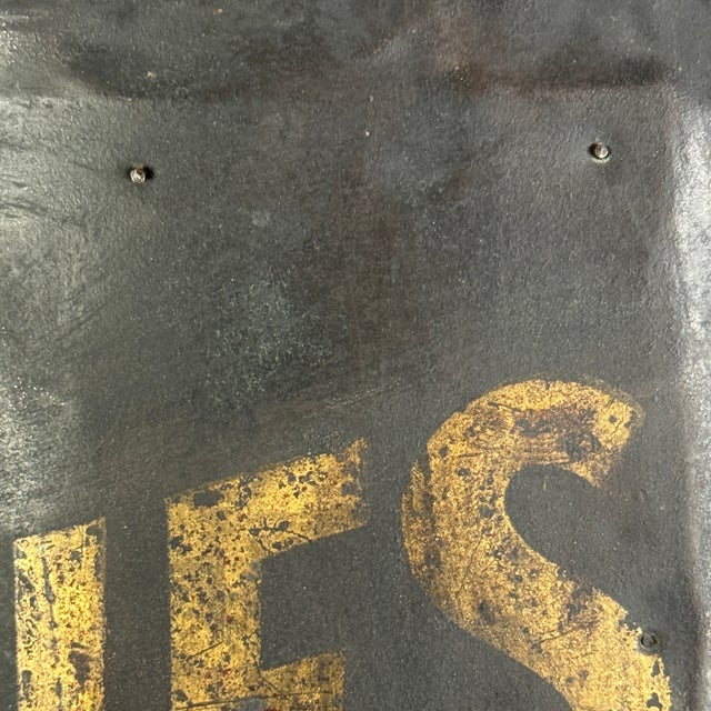 Rare to Market Civil War Era Metal Sign Advertising "Ladies and Gents Dinning Room" in Black & Gold For Sale - Image 11 of 11