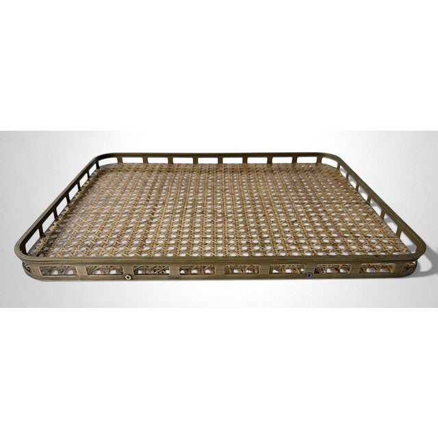 Modern Christian Dior Style Lucite and Vienna Straw Italian Tray For Sale - Image 3 of 18