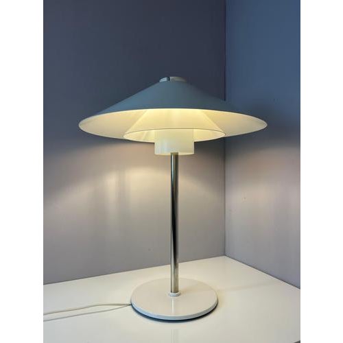 White and Orange Trapez Table Lamp by Christian Hvidt for Nordisk Solar For Sale - Image 11 of 11