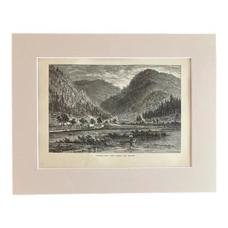 Antique 1874 Wood Engraving "Tyrone Gap, View from the Bridge" PA in 11x14 Mat For Sale