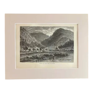 Antique 1874 Wood Engraving "Tyrone Gap, View from the Bridge" PA in 11x14 Mat