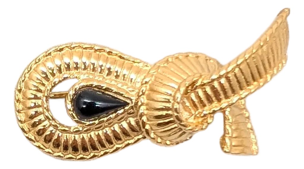 Vintage 1980s Signed Givenchy Faux-Onyx Ribbon Brooch | Chairish