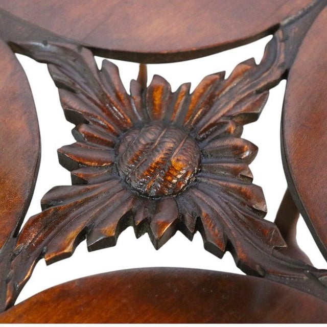 Traditional Rj Horner Carved Mahogany Cloverleaf Plant Stand C1920 For Sale - Image 3 of 8