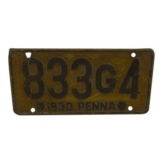 1930s Automobile License Plate For Sale