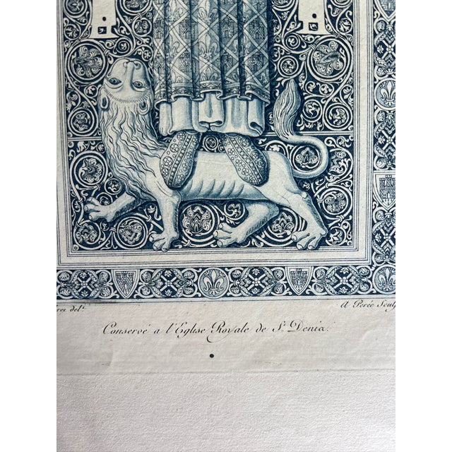 French Mid 19th Century Etching Reproduction of 13th Century Tomb by French Artist Nicolas Xavier Willemin For Sale - Image 3 of 4