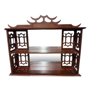 Mid 20th Century Pagoda Shape Vintage Wood Wall Shelf For Sale
