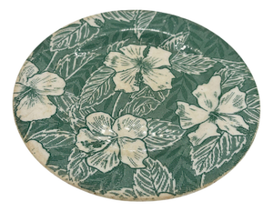 Mid 20th Century Green Hawaiian Hibiscus Dinner Plate by Tepco Wallace China