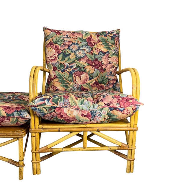 Vintage Bent Bamboo Lounge Chairs and Ottoman For Sale - Image 11 of 11