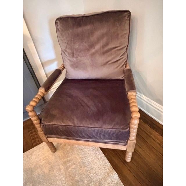 Velvet Spindle Arm Chair For Sale In Richmond - Image 6 of 6