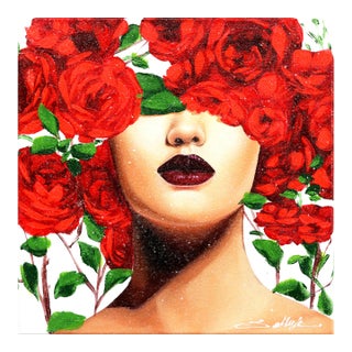 Red Roses 1 - Original Sally K Figurative Original Artwork by Sally K For Sale