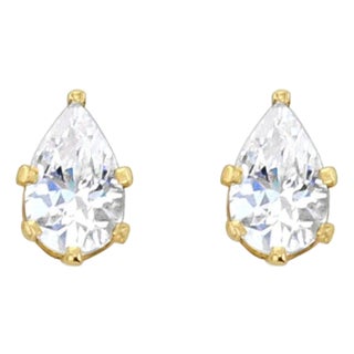9MM Cubic Zirconia CZ Pear Shaped Tear Drop Studs, 2 Pieces For Sale