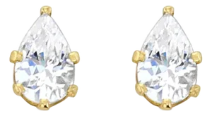 9MM Cubic Zirconia CZ Pear Shaped Tear Drop Studs, 2 Pieces