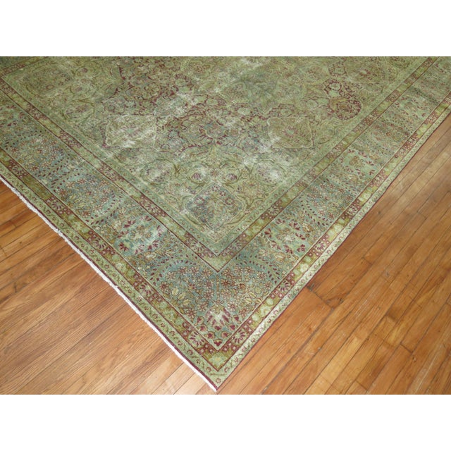 Early 20th Century Traditional Worn Persian Kerman Room Size Rug - 8'4" x 12' For Sale - Image 9 of 11