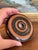 Contemporary Signed Hank Greer Studio Pottery Donut Vase With Brown and Black Oxide Rings. For Sale - Image 3 of 7