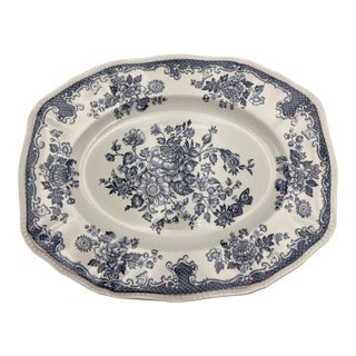 Vintage Blue Staffordshire Kensington Balmoral Ironstone 12 "Platter For Sale