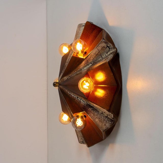 German Caroussel Brown Ceramic Lamp from Pan, 1970s For Sale - Image 14 of 16