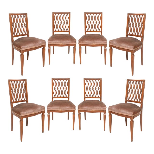 Set of Eight Continental Dining Chairs in the Neoclassic Manner For Sale