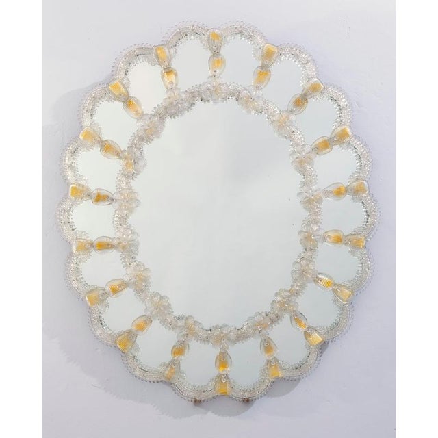 Vintage Venetian Oval Shaped Mirror, 1960 For Sale - Image 9 of 12