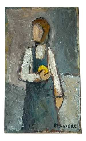 French Artist, Young Girl with Lemon, 1960s, Oil on Canvas