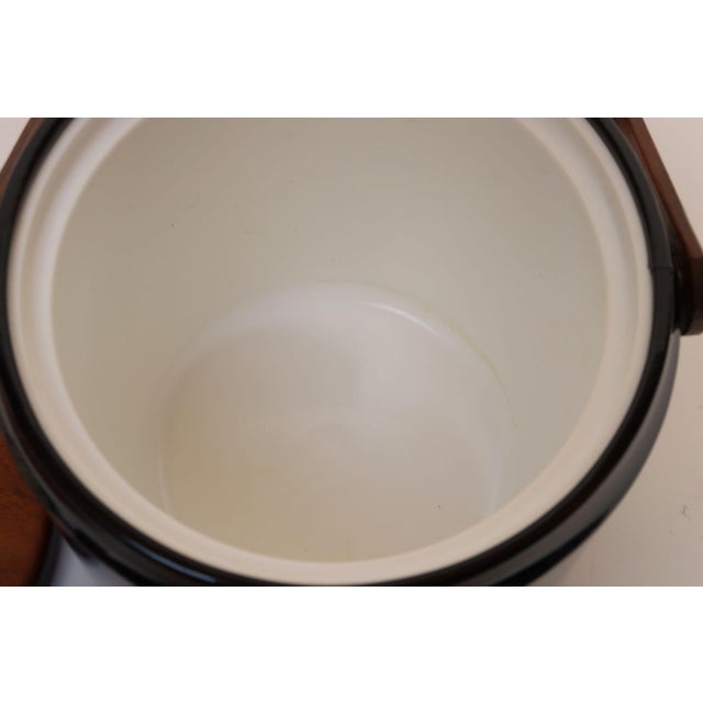 Mid Century Modern Black Vinyl and Teak Insulated Ice Bucket by Georges Briard For Sale - Image 12 of 18