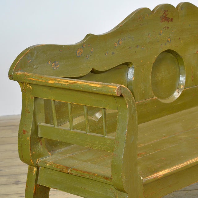 Wood Antique Hungarian Pine Bench, 1900s For Sale - Image 7 of 12