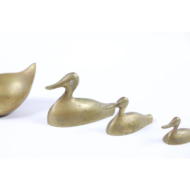 Mid-Century Modern Vintage Mid Century Modern Solid Brass Swan Ducklings Figurines - Set of 4 For Sale - Image 3 of 8
