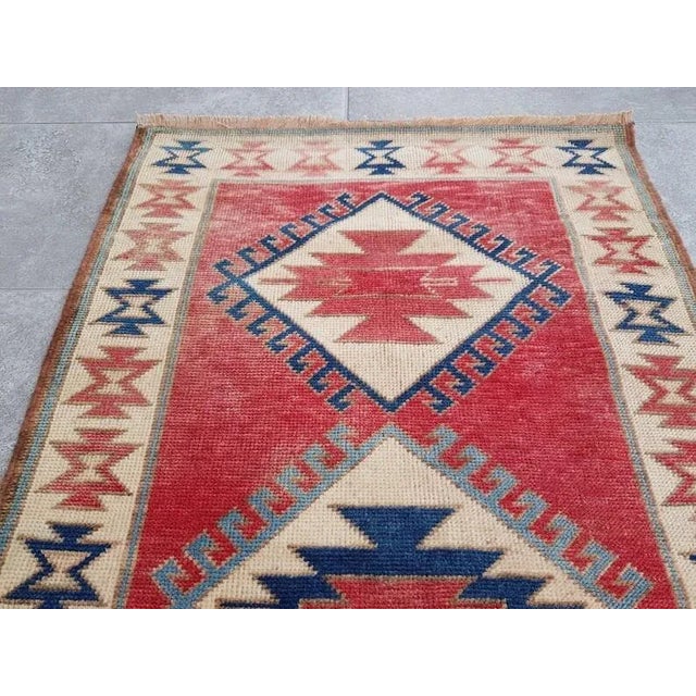 Tribal 1960s Geometric Design Vintage Tribal Carpet For Sale - Image 3 of 9