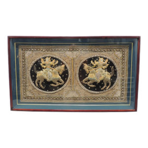 Antique Framed Burmese Beaded & Embroidered Kalaga Tapestry
