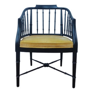 Mid 20th Century Drexel Chinoiserie Hollywood Regency Faux Bamboo Armchair For Sale