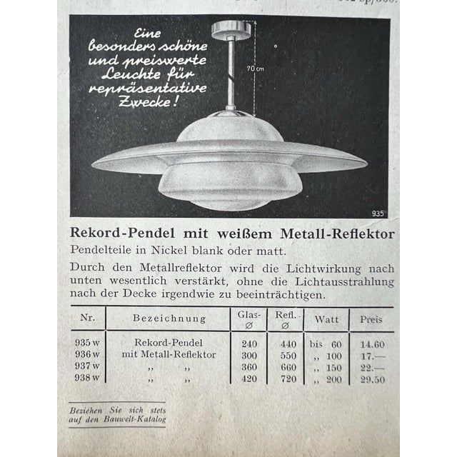 Metal Large Art Deco Glass Pendant Lights, 1930s, Set of 2 For Sale - Image 7 of 18