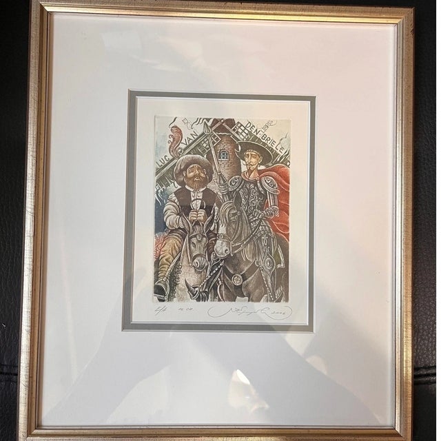 Don Quixote Sancho Panza Signed Ex Libris Etching Proof E/A Luc Van Den Briele For Sale In San Francisco - Image 6 of 6
