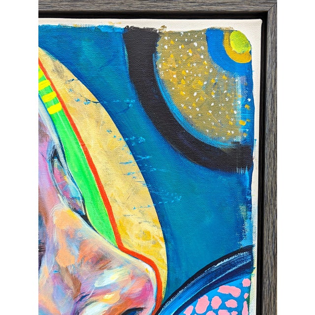 Moisés Villafuerte "Entering the Noise" Contemporary Abstract Colorful Figurative Portrait Painting, 2023 For Sale - Image 4 of 9