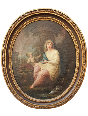 Virgin Before the Instruments of the Passion, Oil on Canvas, Framed, 18th Century