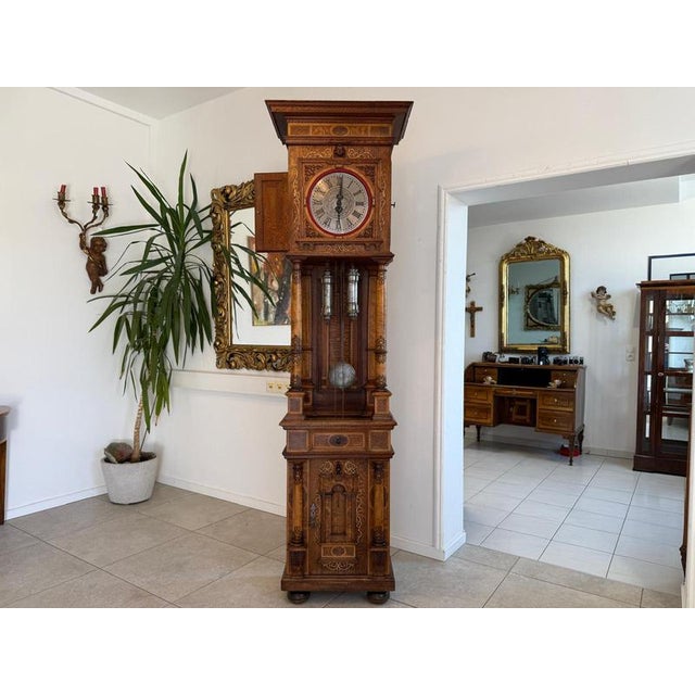 Late Renaissance Grandfather Clock in Oak For Sale - Image 15 of 15