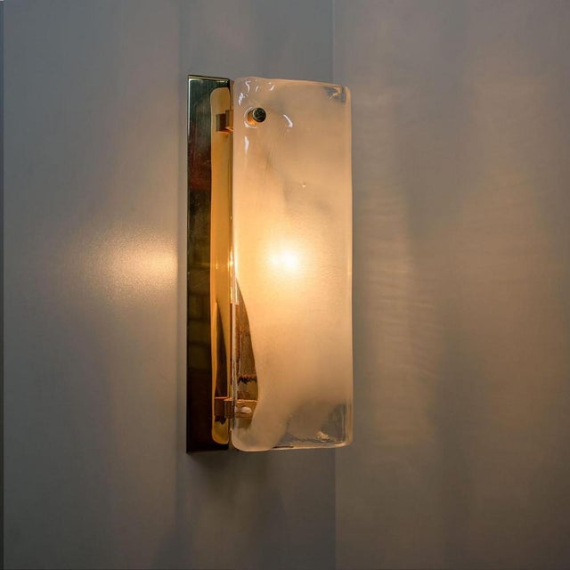 Metal Brass and Clear Opal Glass Wall Light attributed to J. T. Kalmar, 1960s For Sale - Image 7 of 15