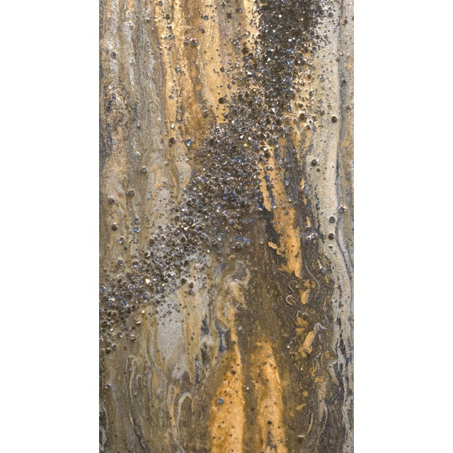 Gold Shadow Abstract Wall Art With Genuine Swarovski® Crystals For Sale - Image 4 of 13