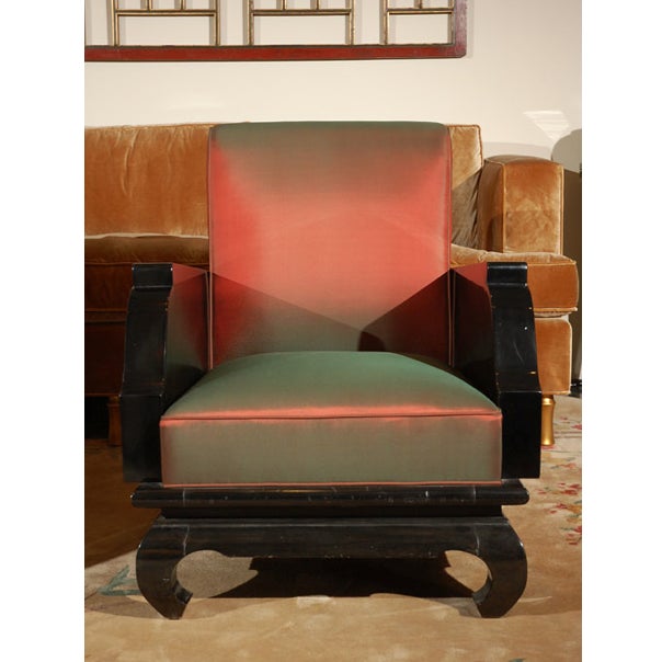 1920s Pair of Hand-Painted Chinoiserie Armchairs For Sale - Image 4 of 7