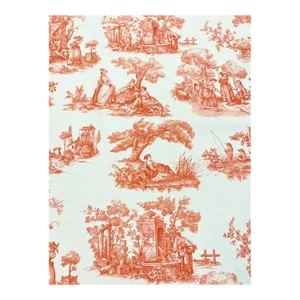 Cotton Cream Orange French Country Toile Upholstery Drapery Fabric